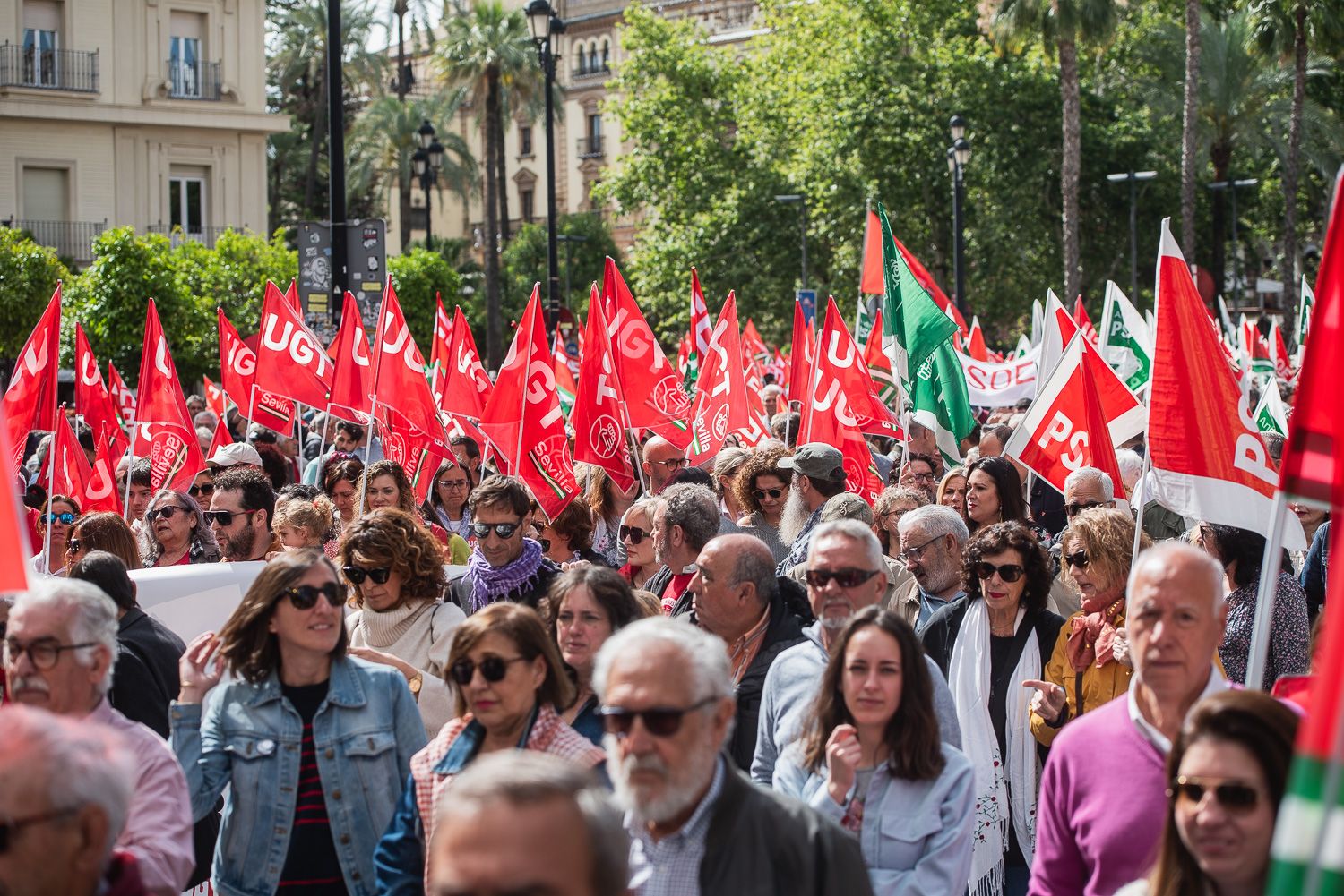 Una manifestación por el 1 de Mayo celebrada en Sevilla, el año pasado.