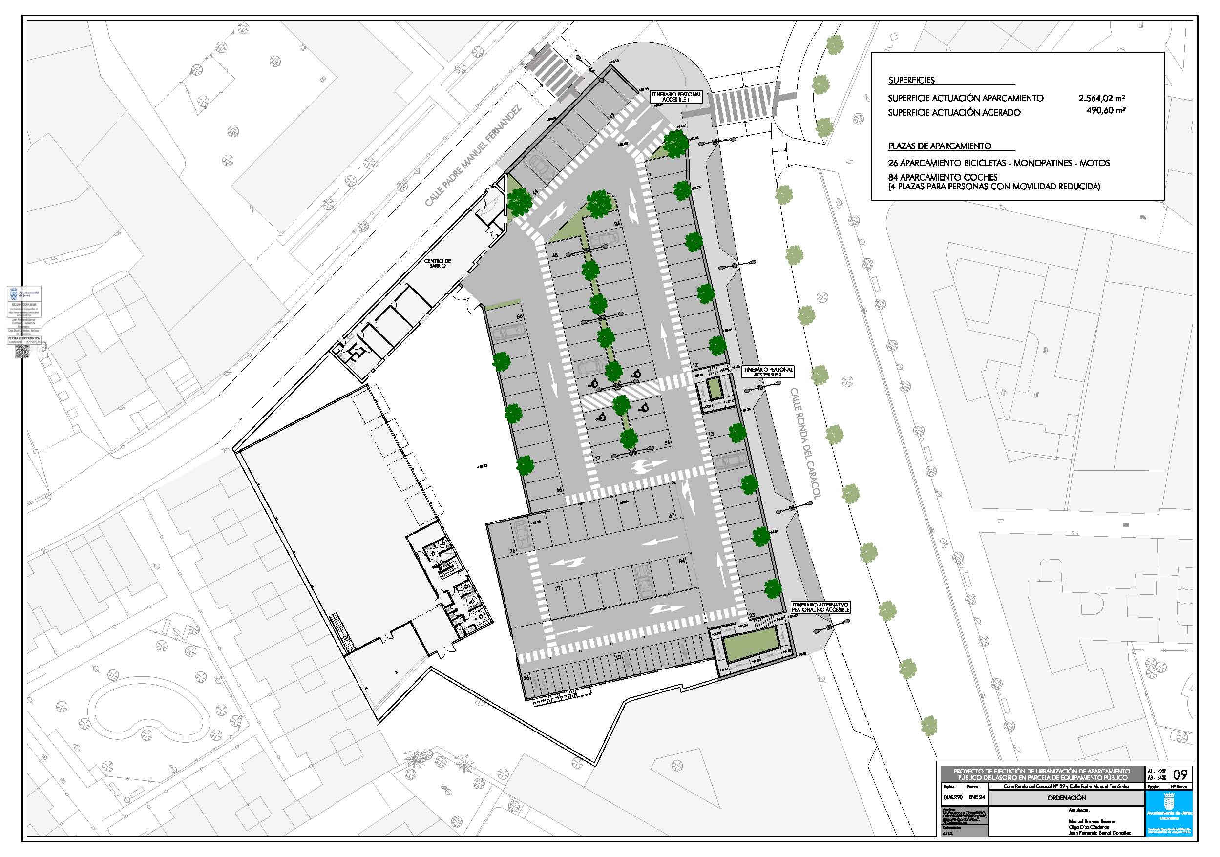 Plano del aparcamiento del Taller de Fiestas en Jerez.